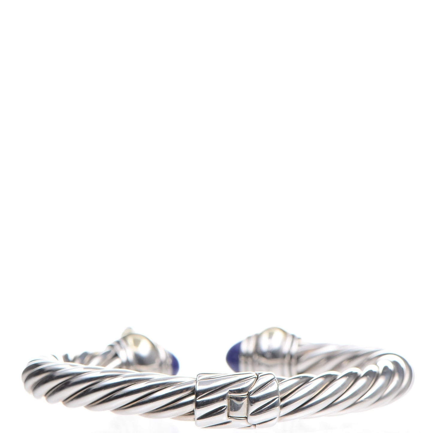 Sterling Silver 14K Yellow Gold Lapis Amethyst 8mm Cable Classics Bracelet