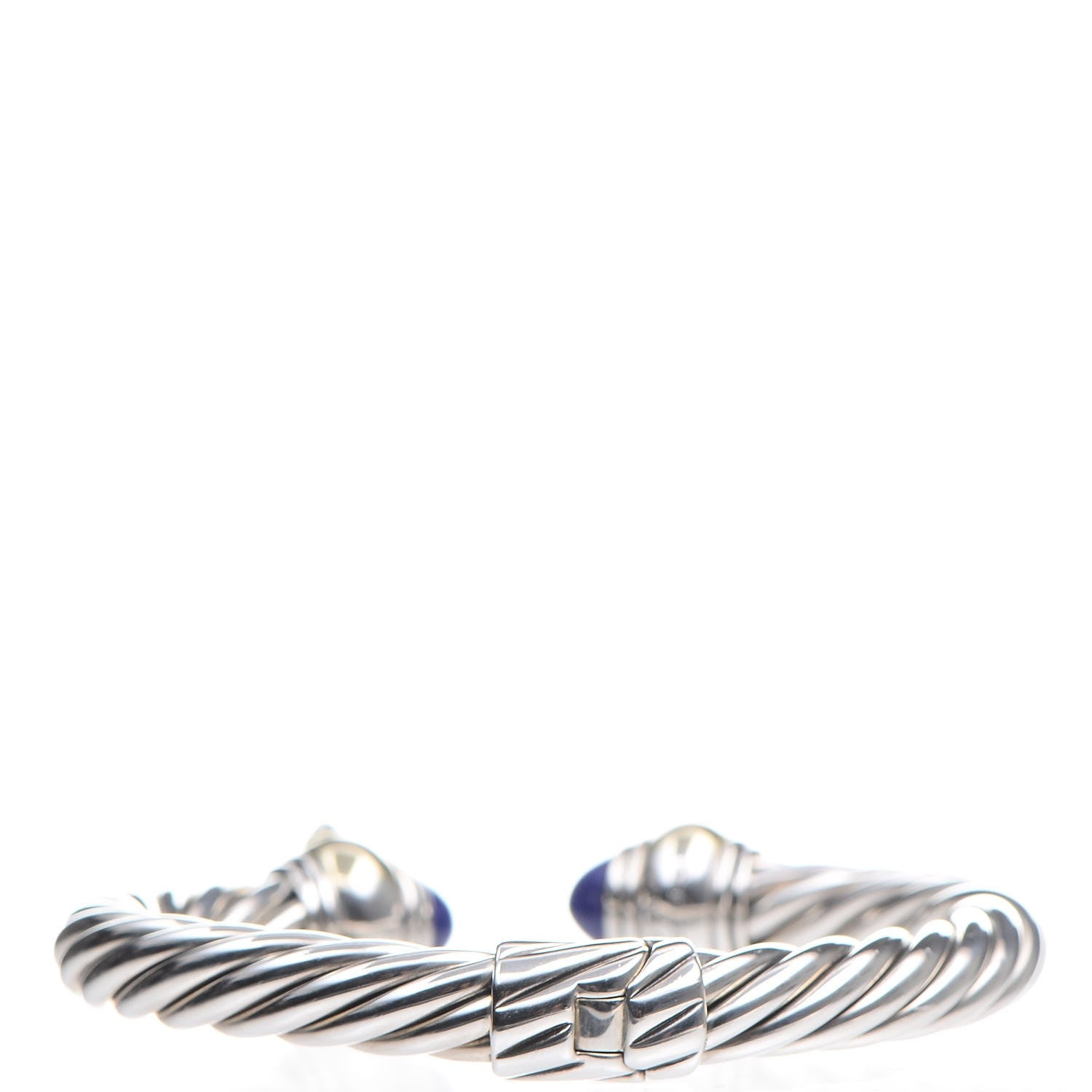 David Yurman Sterling Silver 14K Yellow Gold Lapis Amethyst 8mm Cable Classics Bracelet 4 of 6