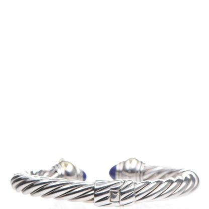David Yurman Sterling Silver 14K Yellow Gold Lapis Amethyst 8mm Cable Classics Bracelet 4 of 6