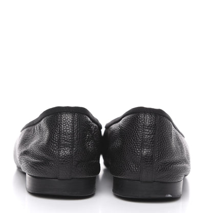 Chanel Caviar CC Cap Toe Ballerina Flats 36 Black 5 of 12