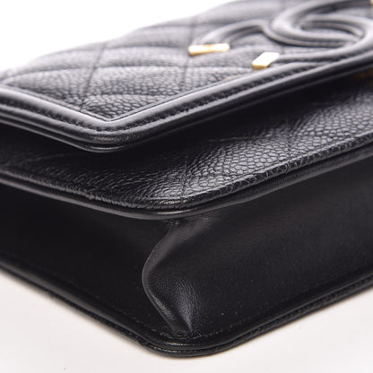 Chanel Caviar Quilted CC Filigree Wallet On Chain WOC Black 9 of 11