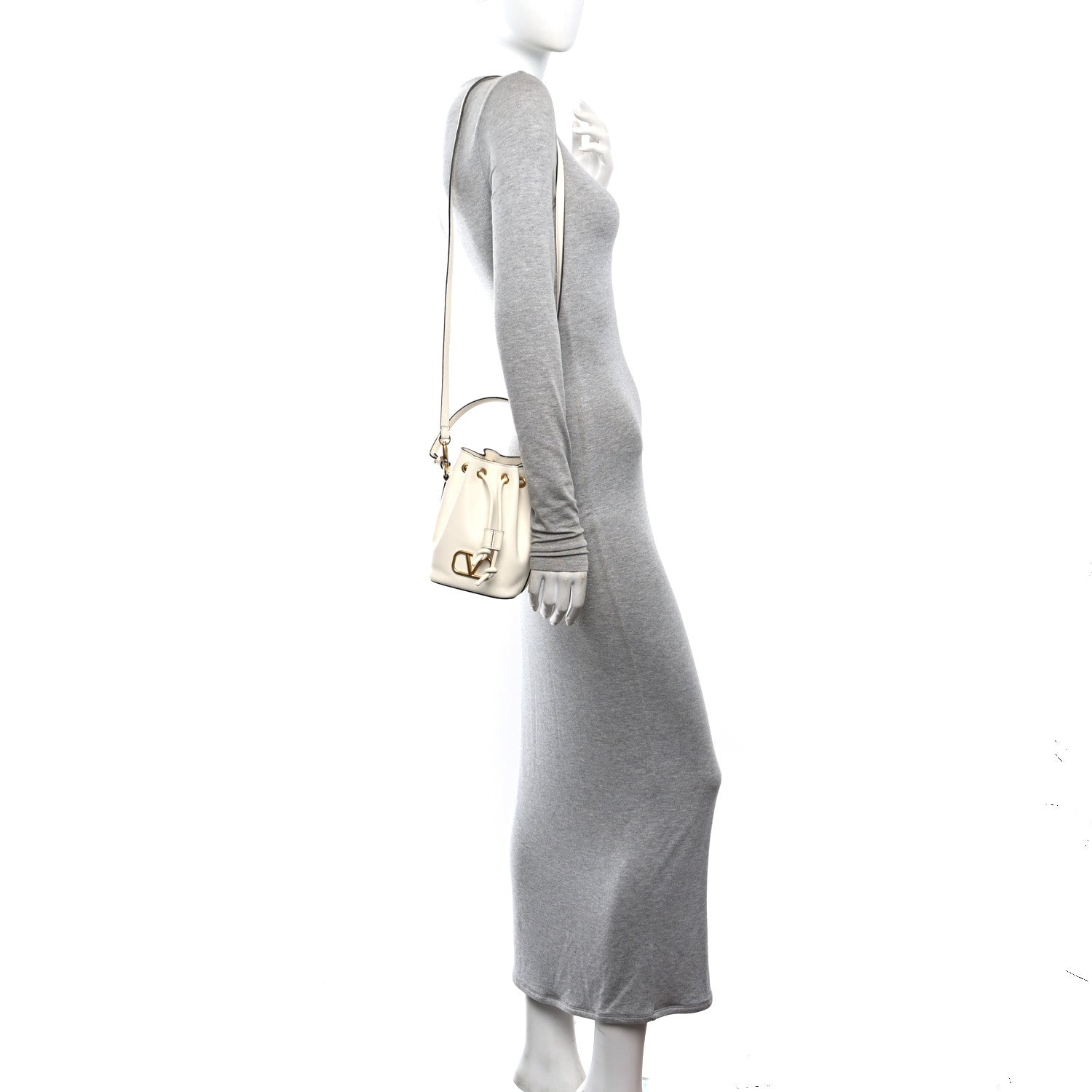Valentino Garavani Nappa Mini VLogo Signature Bucket Bag Light Ivory 2 of 9