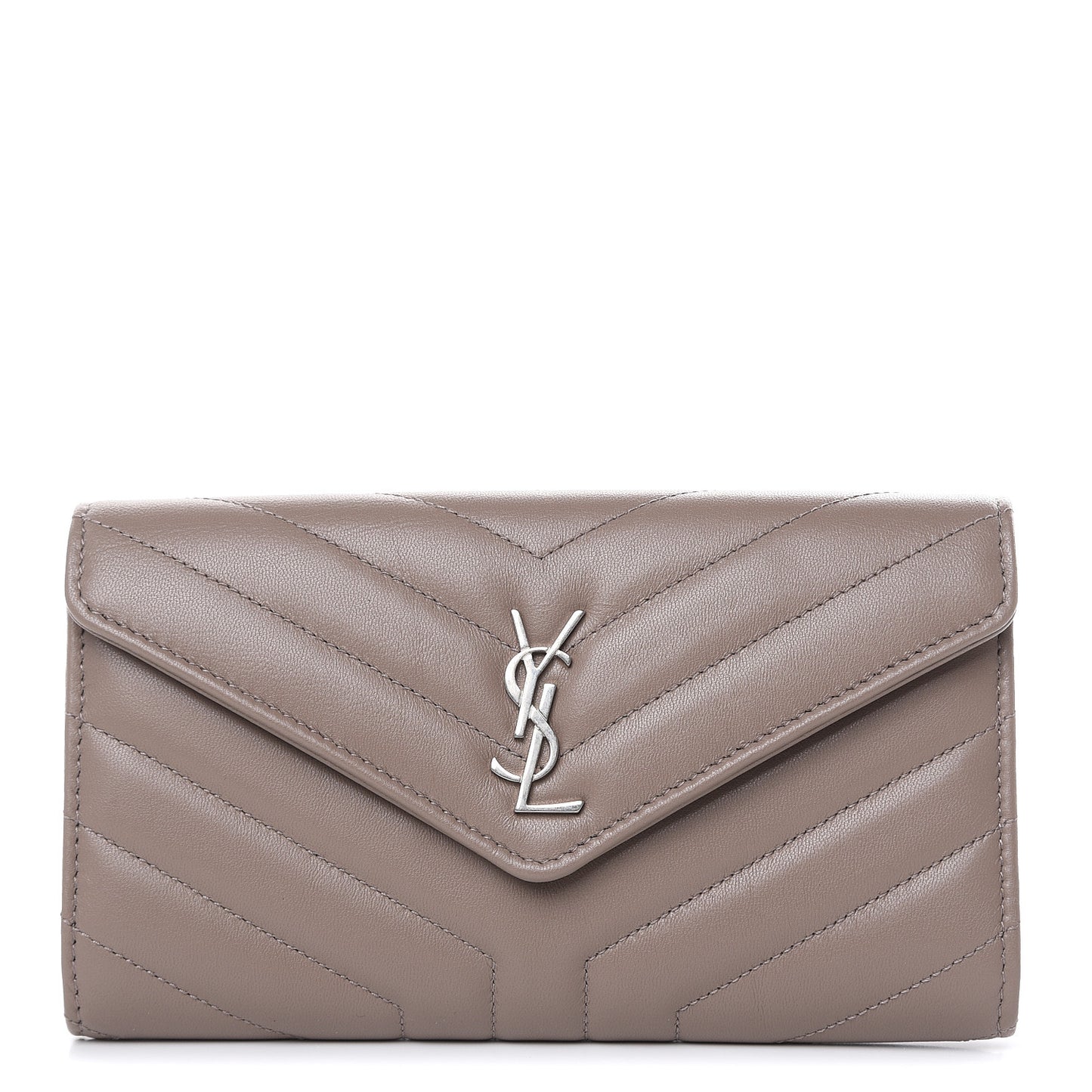 Lambskin Y Quilt Monogram Large Loulou Flap Wallet Mink
