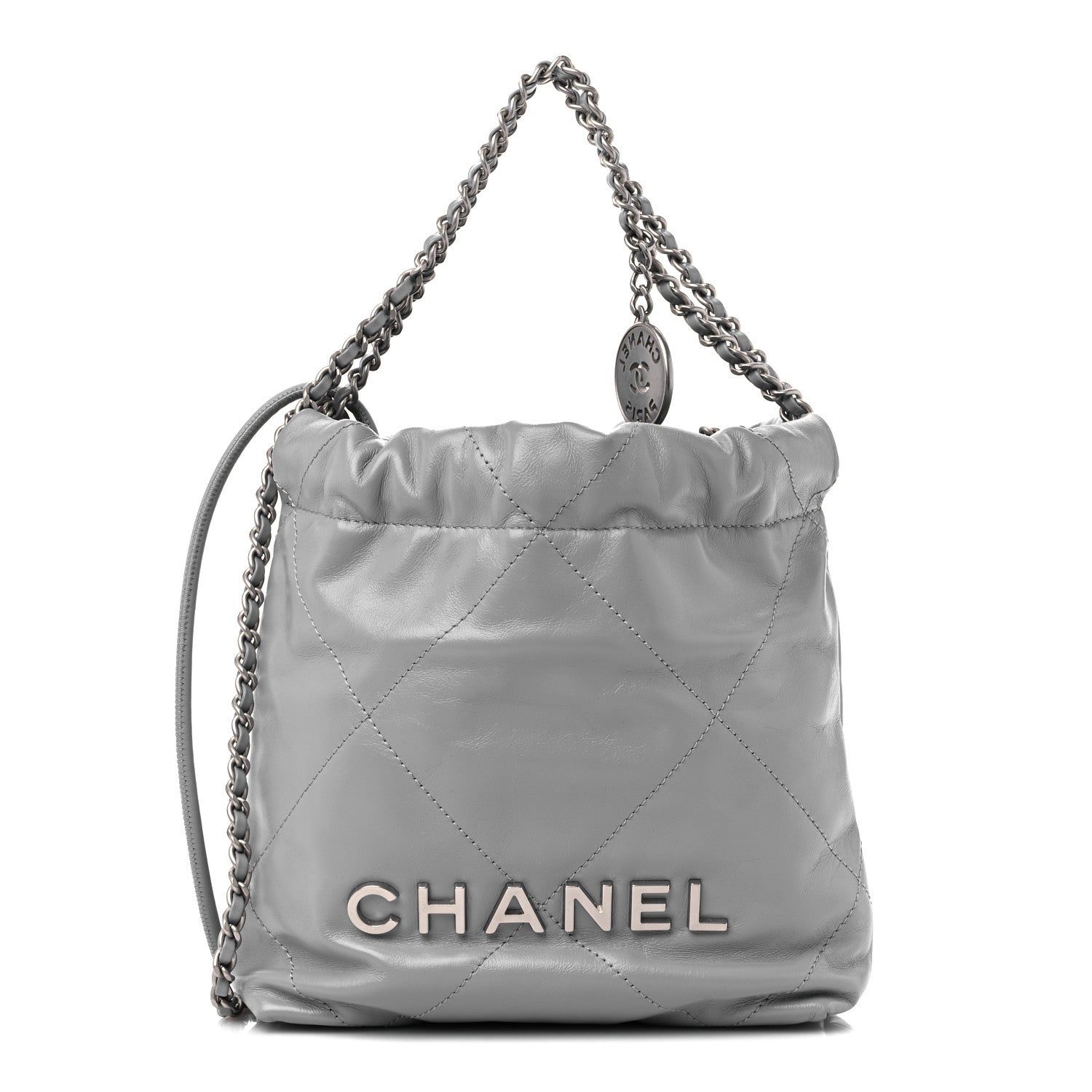 Chanel Shiny Calfskin Quilted Mini Chanel 22 Grey 1 of 10