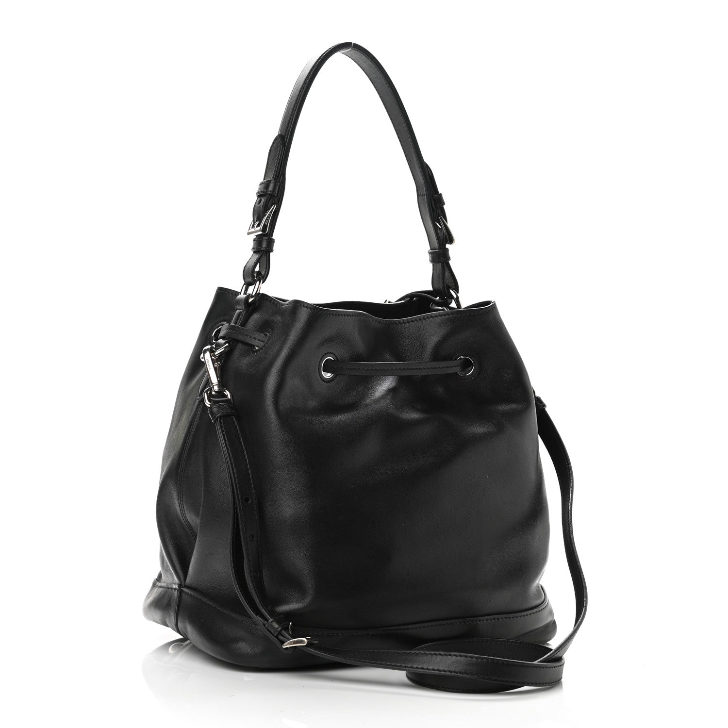 Prada Soft Calfskin Bucket Bag Black 2 of 8