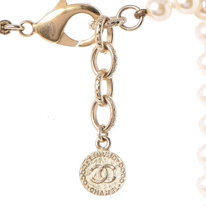 Chanel Graduated Pearl Studded CC Long Necklace Gold 6 of 6