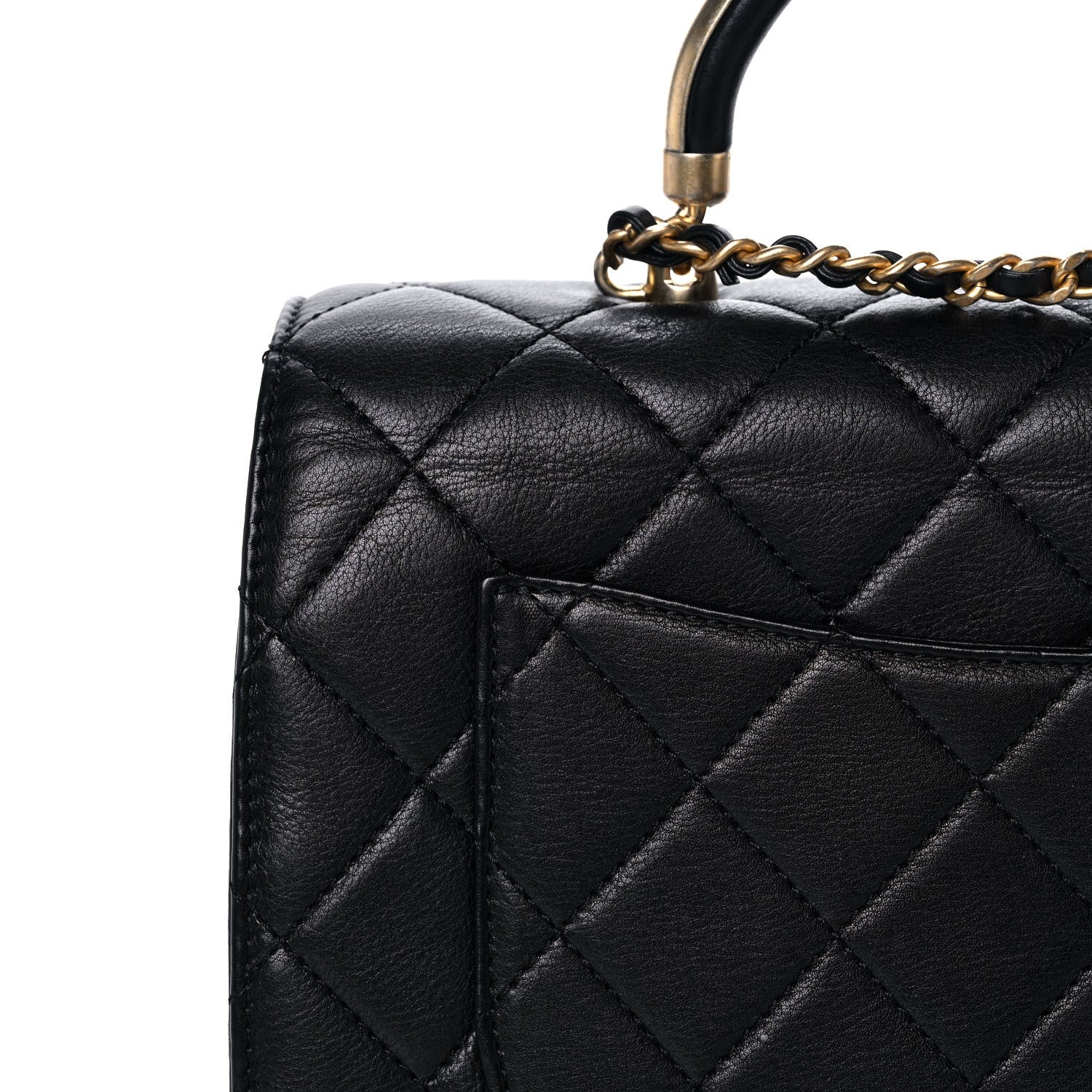 Chanel Calfskin Quilted Small Gold Top Handle Flap Black 14 of 15