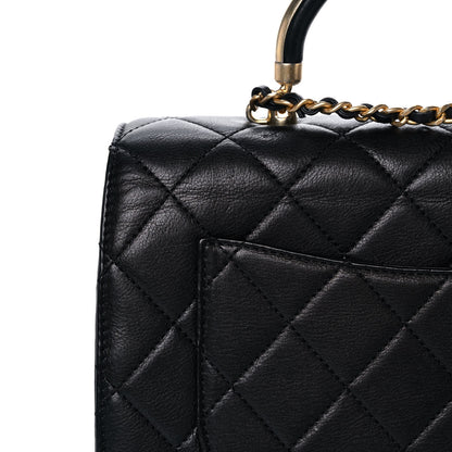 Chanel Calfskin Quilted Small Gold Top Handle Flap Black 14 of 15