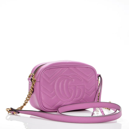 Gucci Calfskin Matelasse Mini GG Marmont Chain Shoulder Bag Candy Mousse 3 of 7