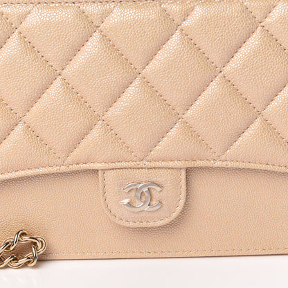 Chanel Iridescent Caviar Quilted Classic Pouch With Handle Beige 8 of 9