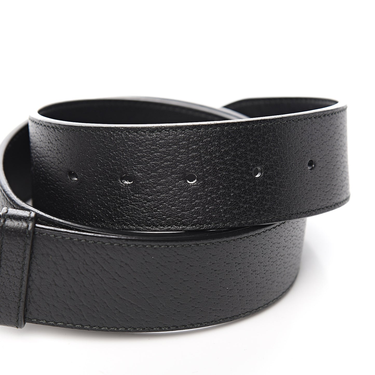 Textured Dollar Calfskin Nickel Double G 40mm Belt 85 34 Black