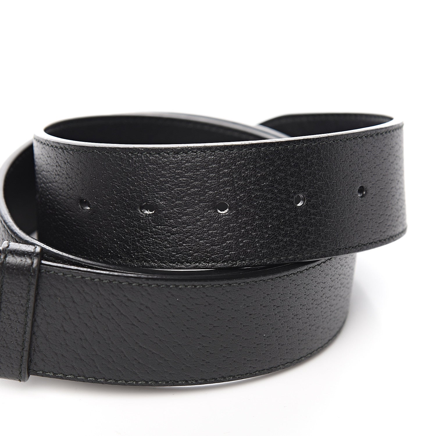 Gucci Textured Dollar Calfskin Nickel Double G 40mm Belt 85 34 Black 4 of 6