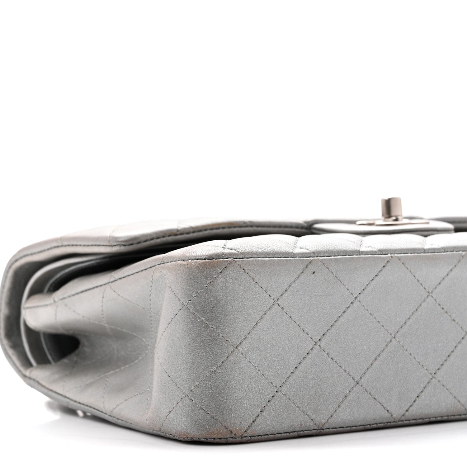 Chanel Metallic Lambskin Quilted Medium Double Flap Silver 9 of 11