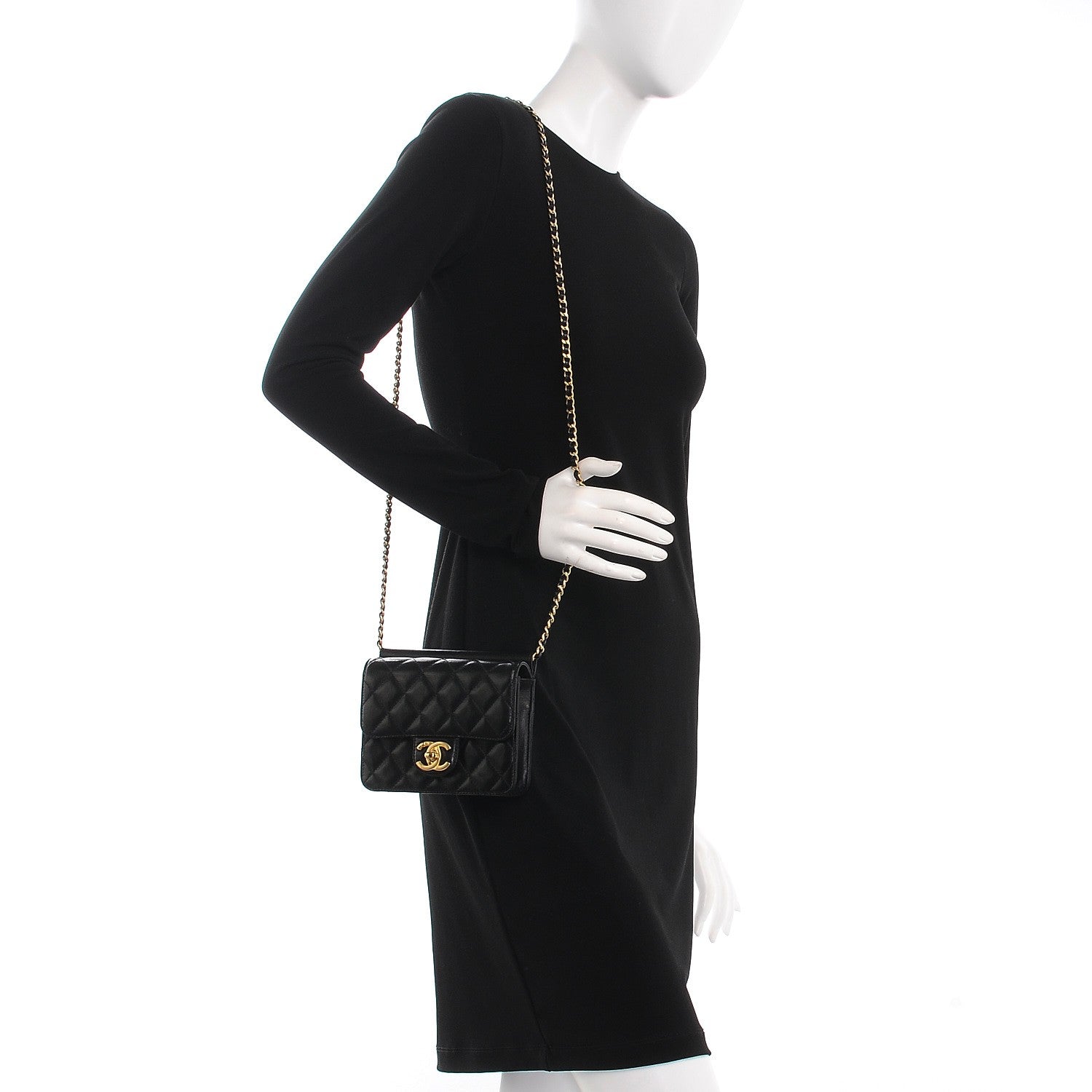 Chanel Lambskin Quilted Crossing Times Mini Flap Black 2 of 10