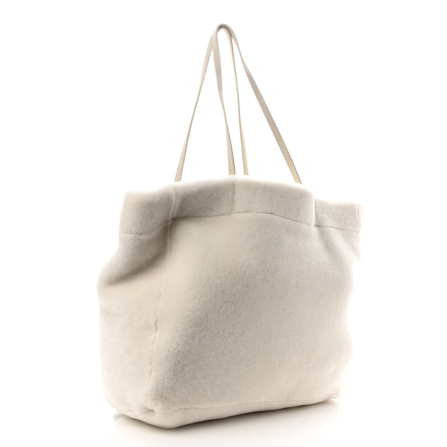 Prada Shearling Saffiano Shoulder Bag White 4 of 10