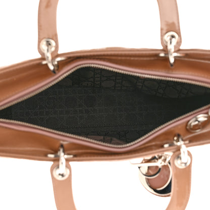 Christian Dior Patent Cannage Large Lady Dior Dark Beige 5 of 10