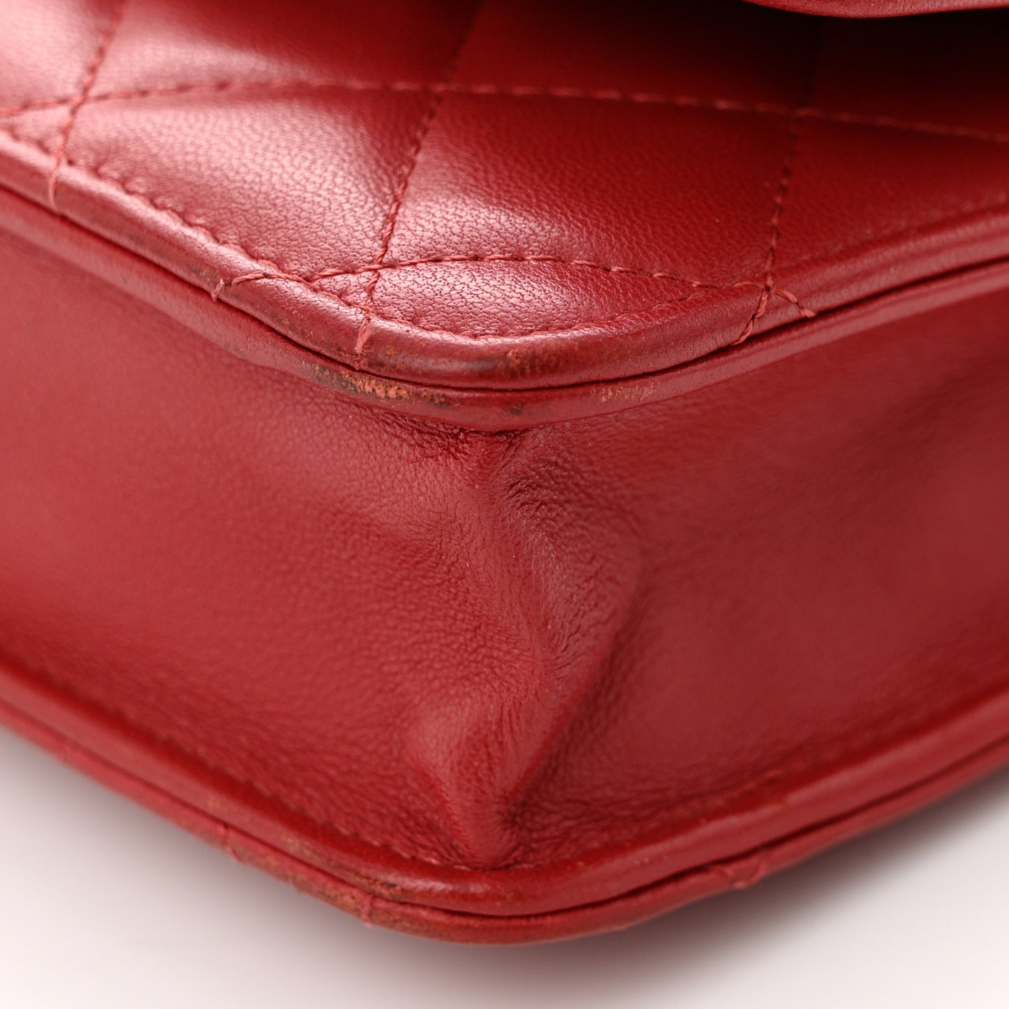 Lambskin Quilted Trendy CC Wallet On Chain WOC Red