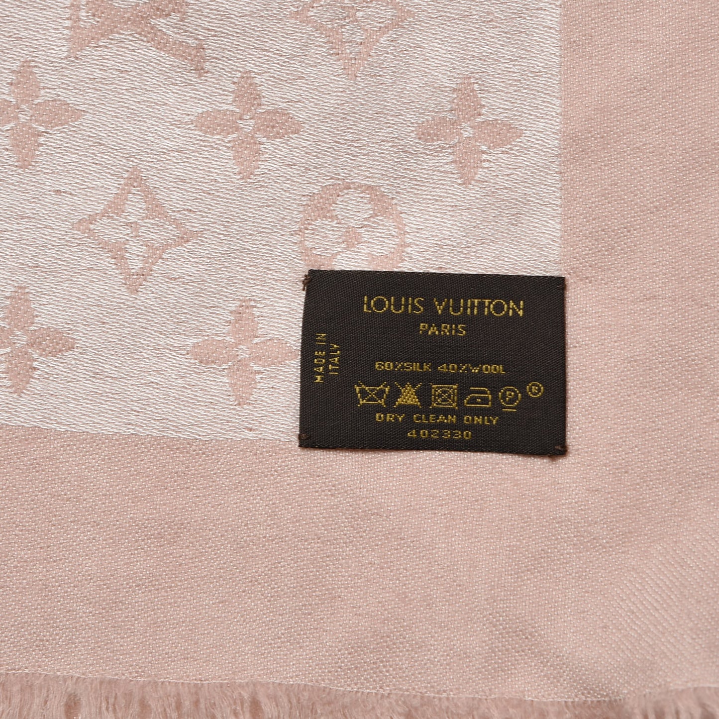 Silk Wool Monogram Shawl Rose