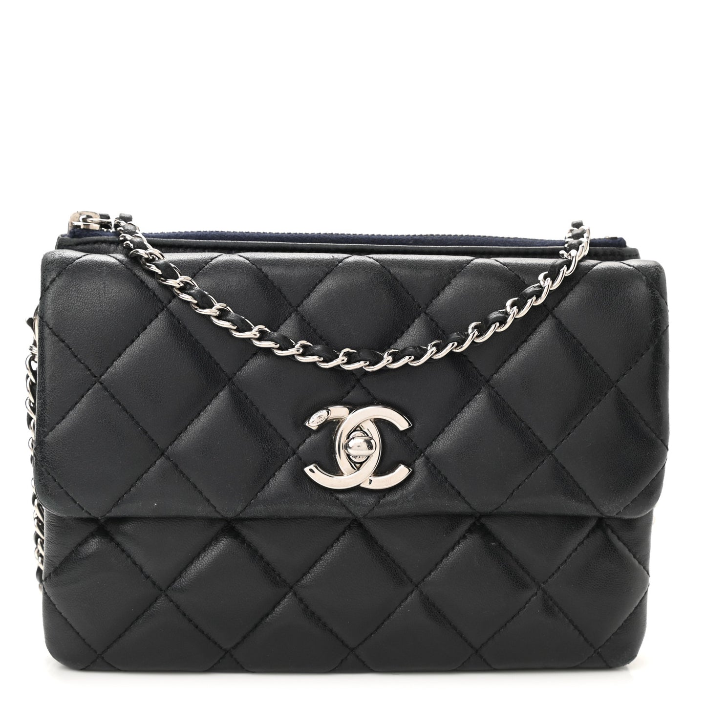 Lambskin Quilted Daily Zippy Crossbody Black