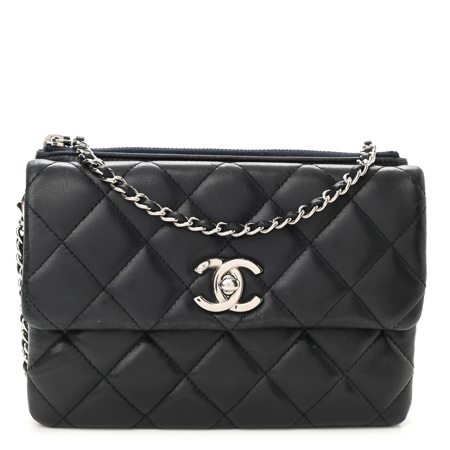 Chanel Lambskin Quilted Daily Zippy Crossbody Black 1 of 13