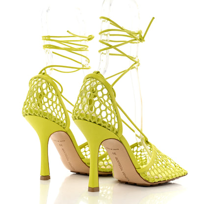 Bottega Veneta Mesh Nappa Stretch Ankle Tie Sandals 39 Kiwi 4 of 8