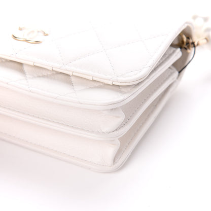 Chanel Calfskin Quilted Pearl Mini Wallet On Chain WOC White 9 of 9