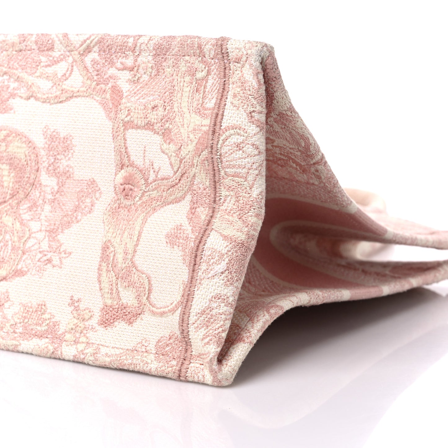 Canvas Embroidered Medium Dioriviera Toile De Jouy Book Tote Rose