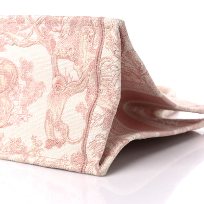 Christian Dior Canvas Embroidered Medium Dioriviera Toile De Jouy Book Tote Rose 8 of 9