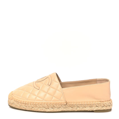 Chanel Lambskin Quilted CC Espadrilles 40 Beige 1 of 8