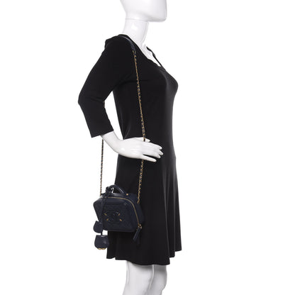 Chanel Caviar Quilted Small CC Filigree Vanity Case Navy 3 of 15