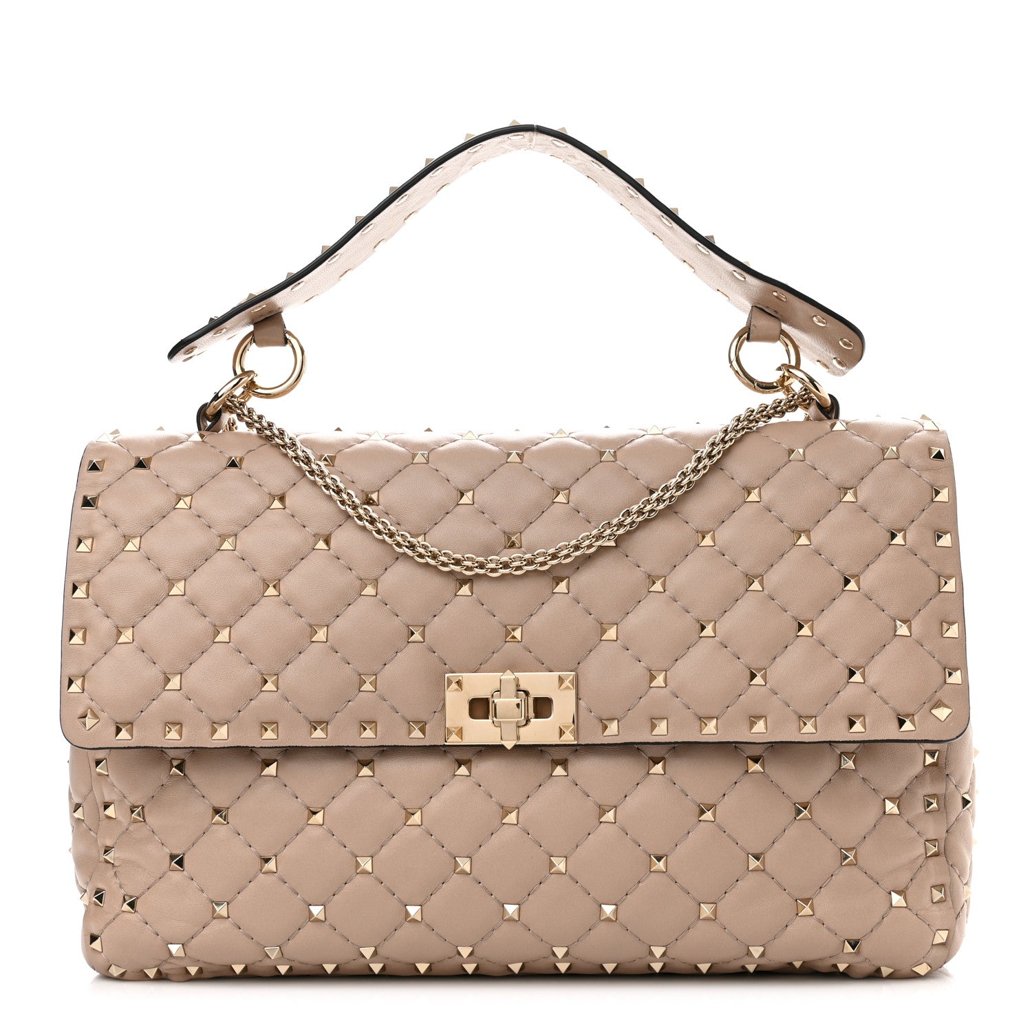 Valentino Garavani Nappa Large Rockstud Spike Shoulder Bag Poudre 1 of 13