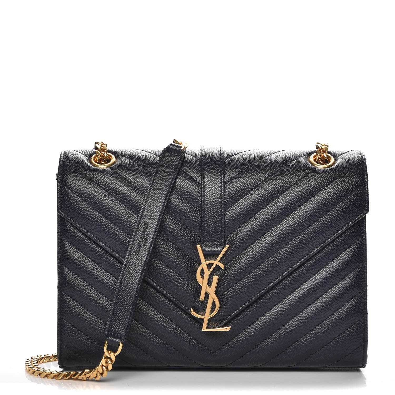 Saint Laurent Grain De Poudre Matelasse Chevron Medium Monogram Satchel Midnight Blue 1 of 6