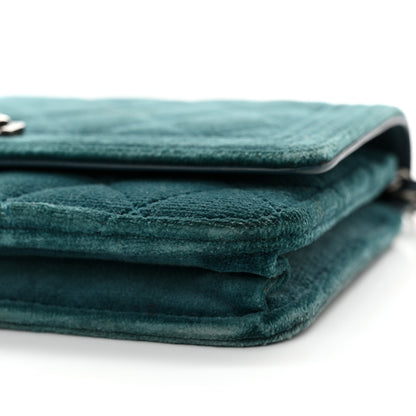 Chanel Velvet Quilted Boy Wallet On Chain WOC Teal 11 of 14