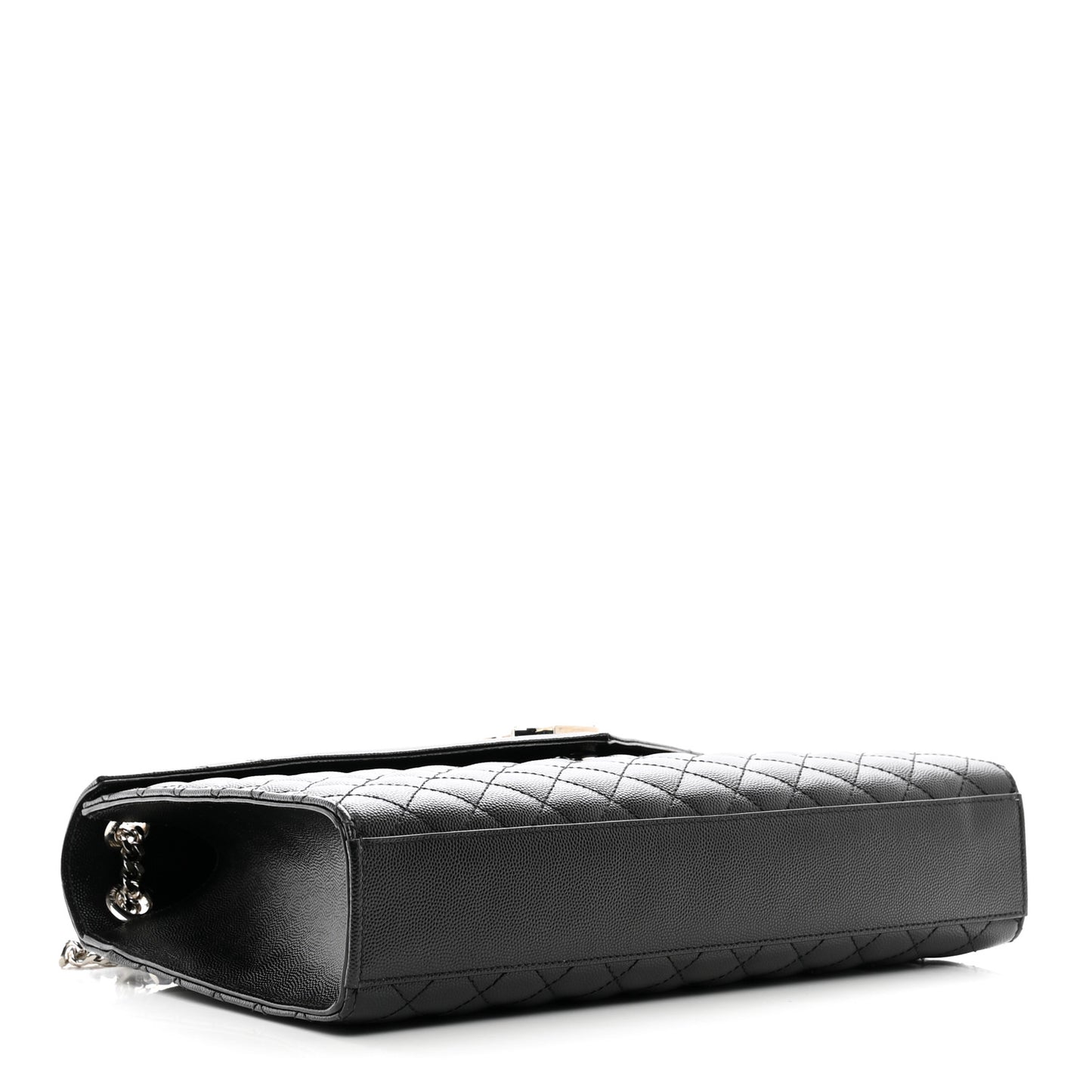 Grain De Poudre Textured Mixed Matelasse Large Triquilt Monogram Satchel Black