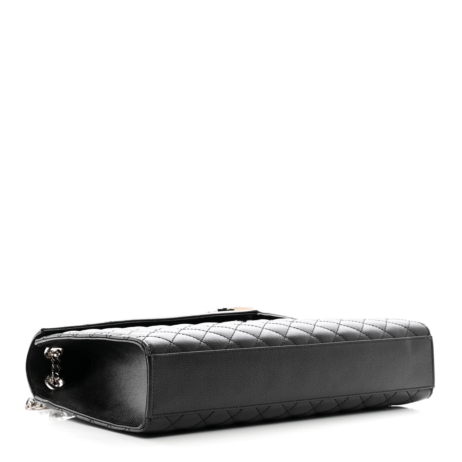 Saint Laurent Grain De Poudre Textured Mixed Matelasse Large Triquilt Monogram Satchel Black 4 of 10