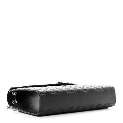 Saint Laurent Grain De Poudre Textured Mixed Matelasse Large Triquilt Monogram Satchel Black 4 of 10