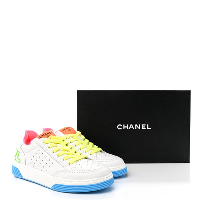 Chanel Calfskin Womens Logo Sneakers 39 White Multicolor 21 of 21