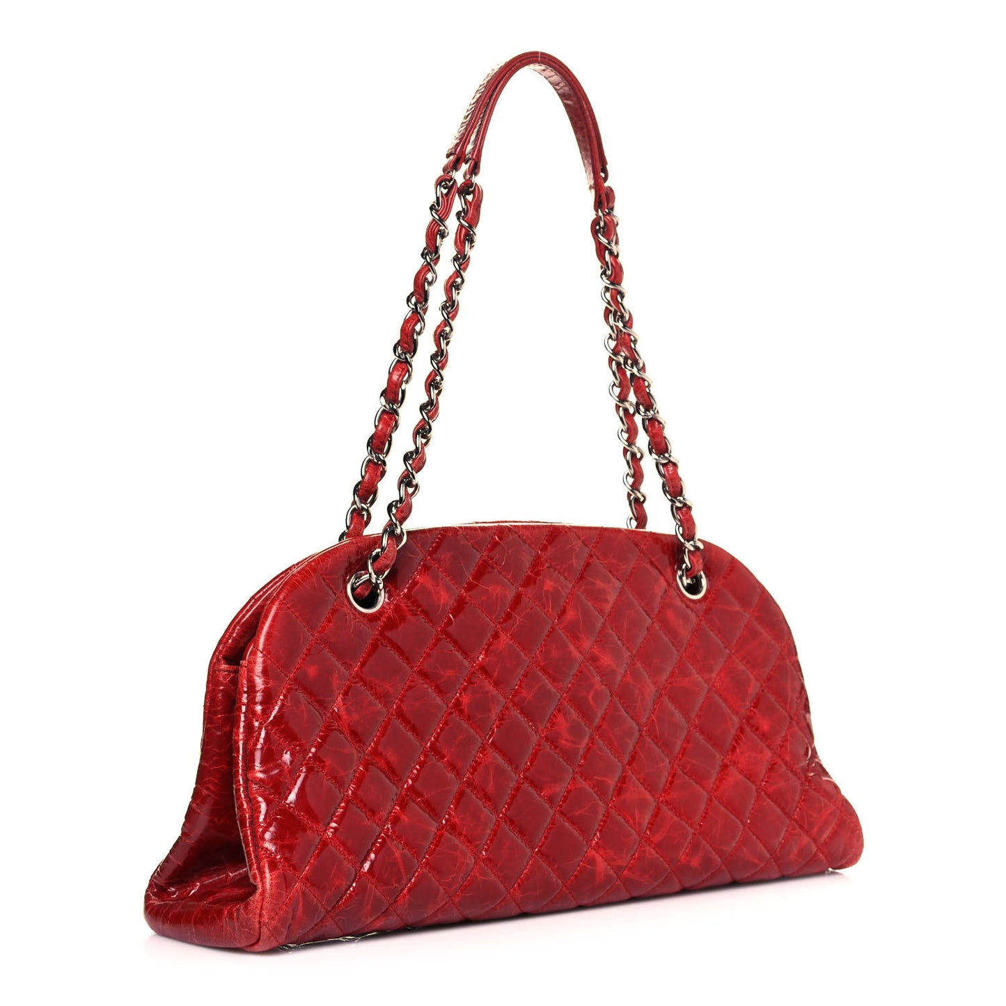 Glazed Calfskin Quilted Medium Just Mademoiselle Red