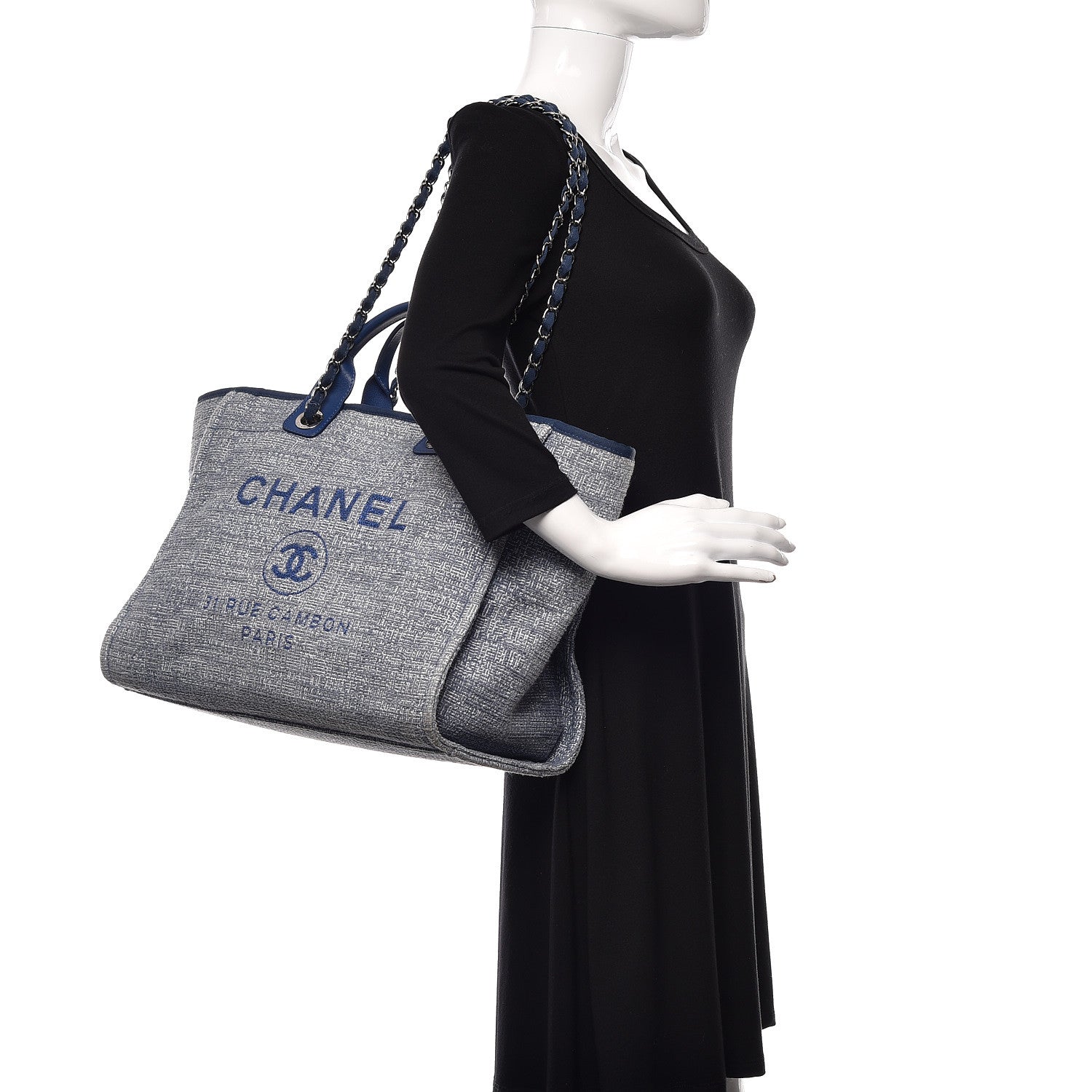 Chanel Canvas Large Deauville Tote Blue 2 of 12