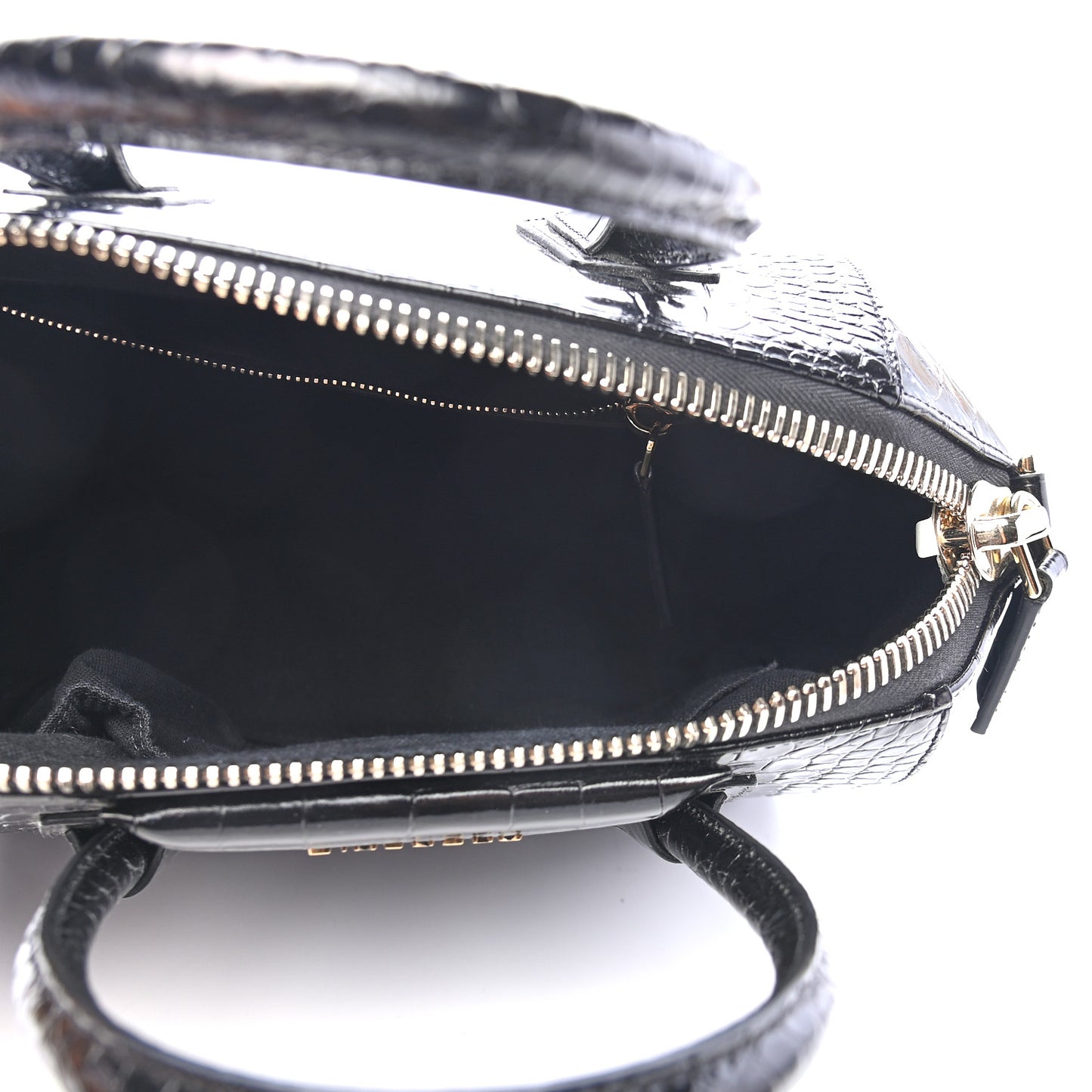 Calfskin Crocodile Embossed Small Antigona Black