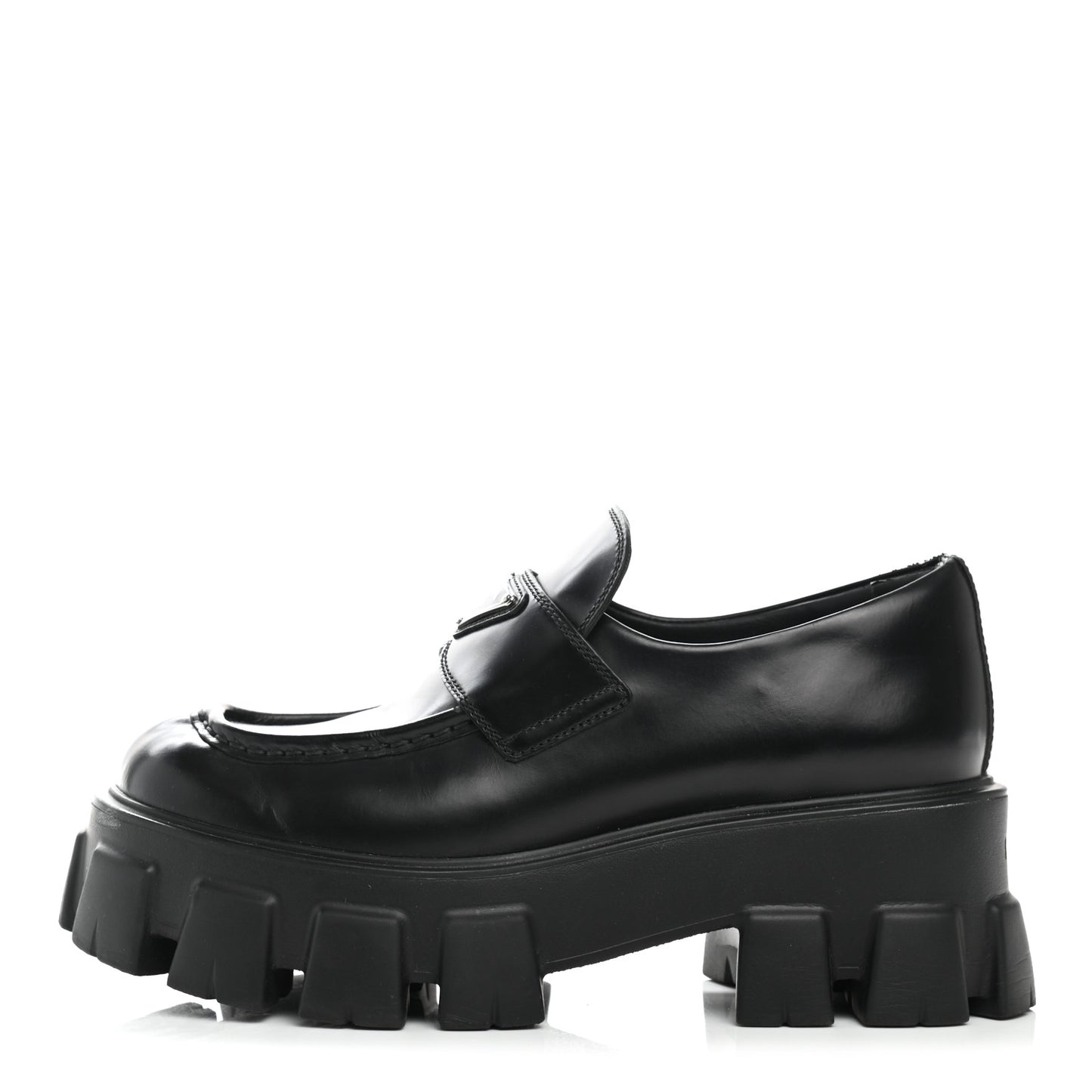 Spazzolato Rois Metal Triangle Logo Monolith 55mm Loafers 37.5 Black