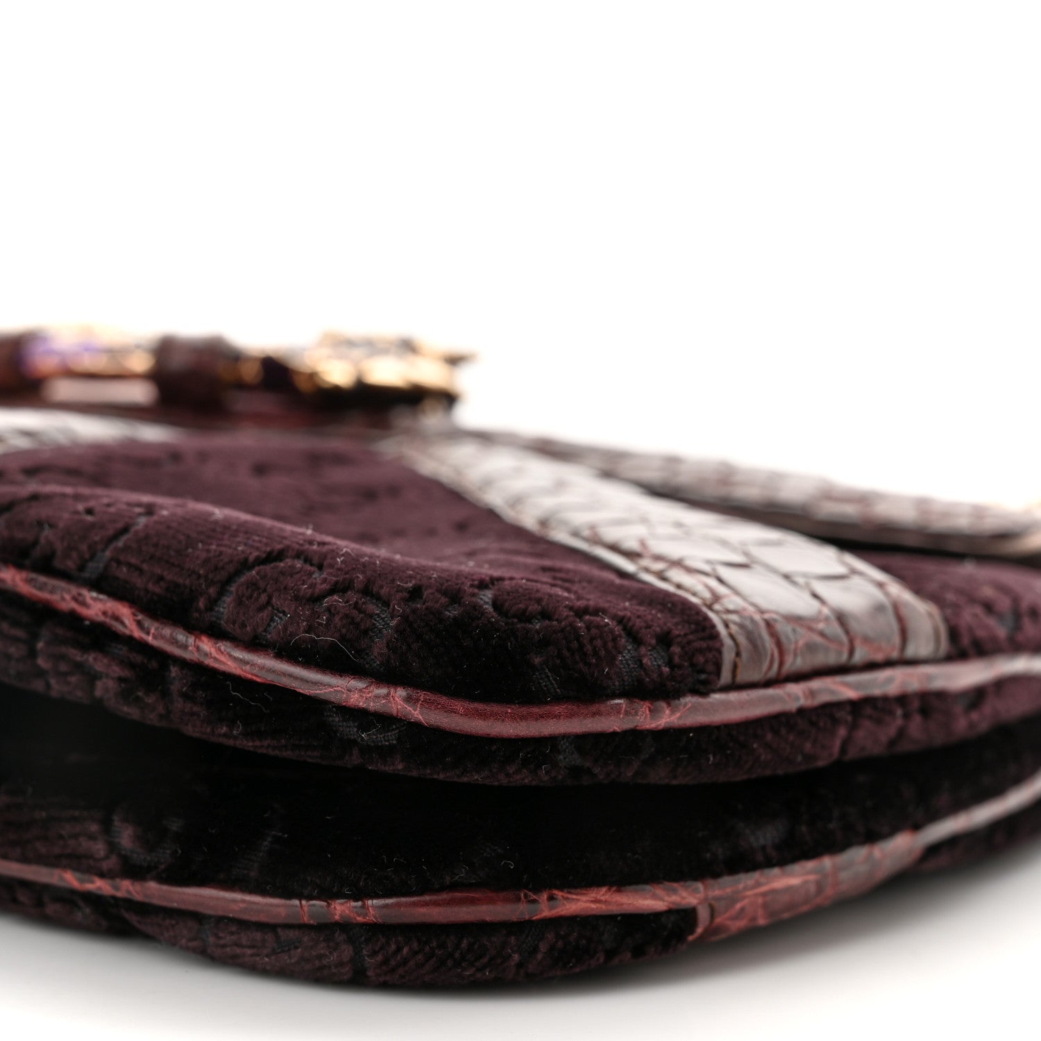 Gucci Velvet Monogram Crocodile Tom Ford Jeweled Dragon Shoulder Bag Purple Pink 9 of 10