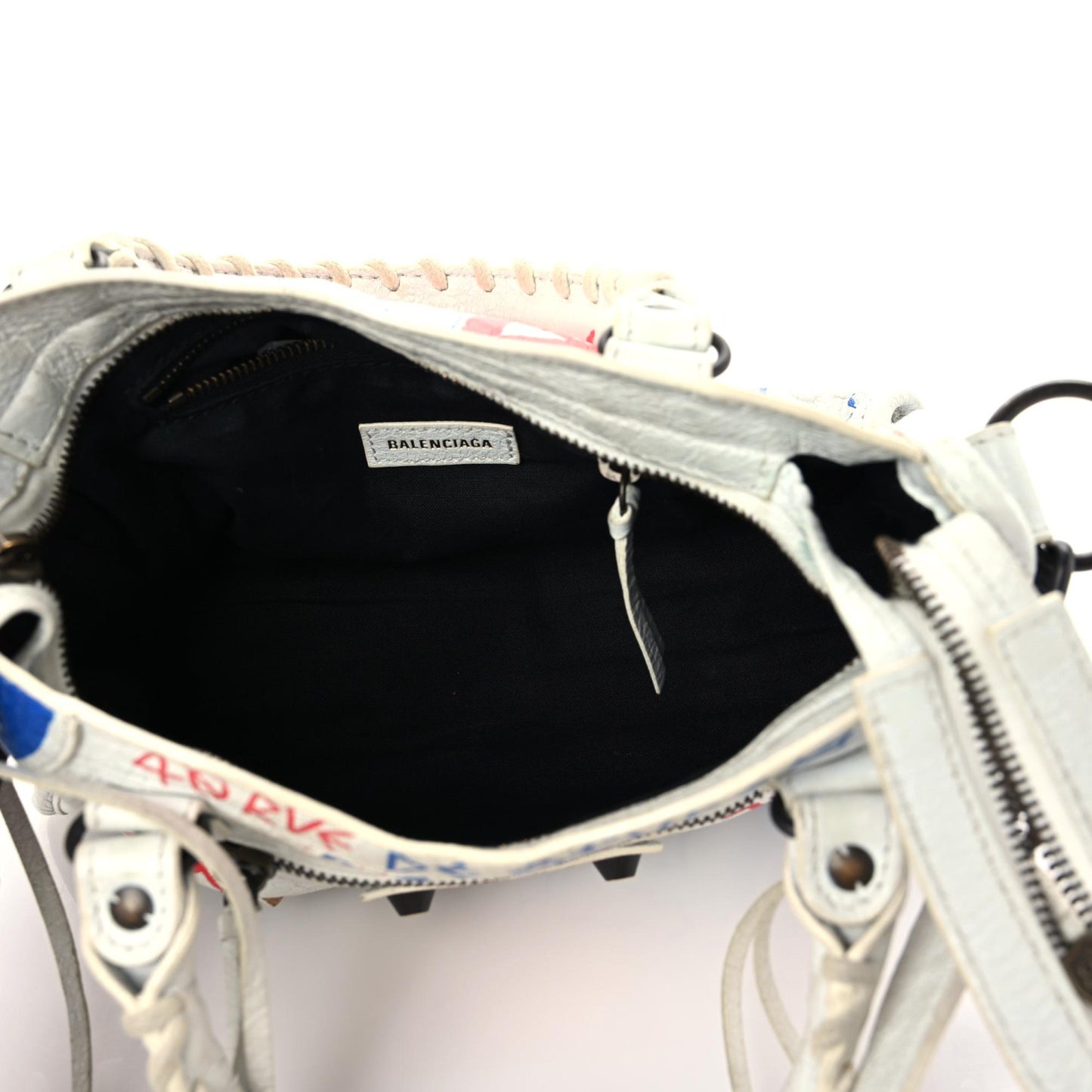 Agneau Graffiti All Over Classic Hardware Mini City White Bleu Rouge