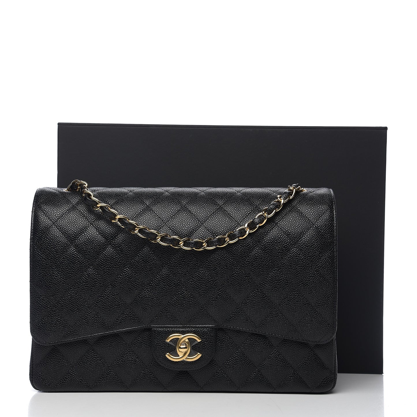 Caviar Quilted Maxi Double Flap Black