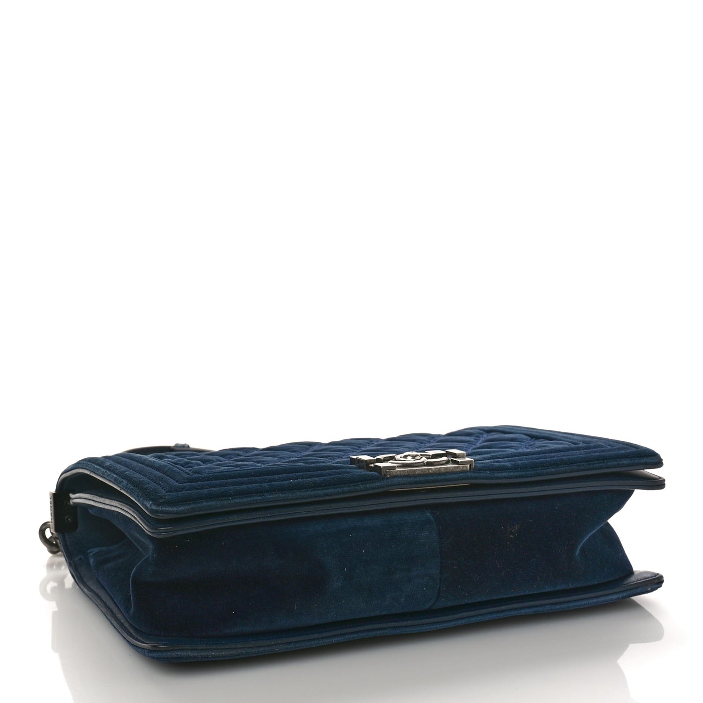 Velvet Tweed Quilted New Medium Boy Flap Dark Navy Blue