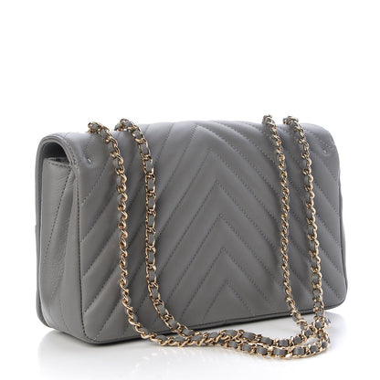 Chanel Calfskin Chevron Quilted Small Statement Flap Grey 3 of 10
