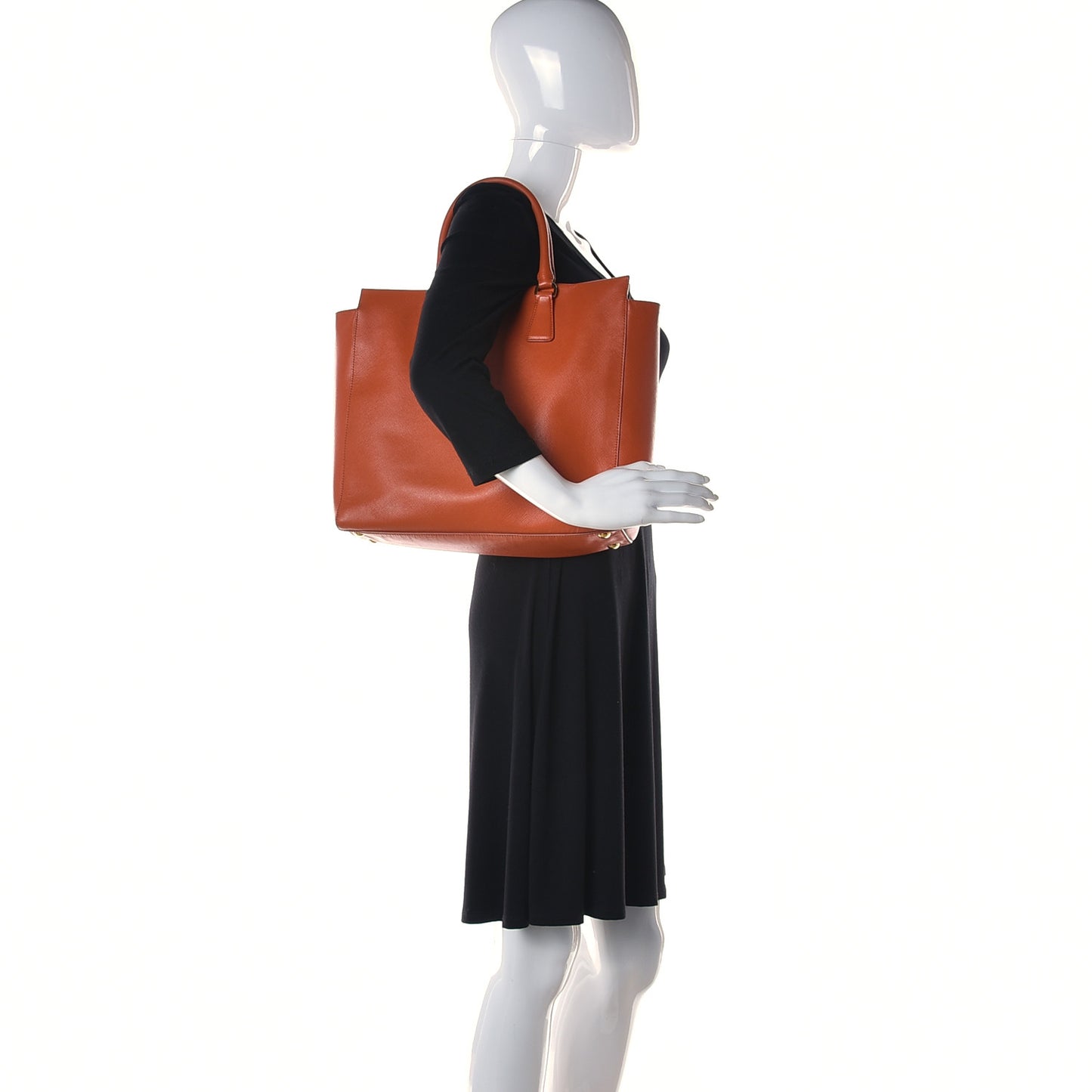 Saffiano Lux Double Handle Shopping Tote Papaya