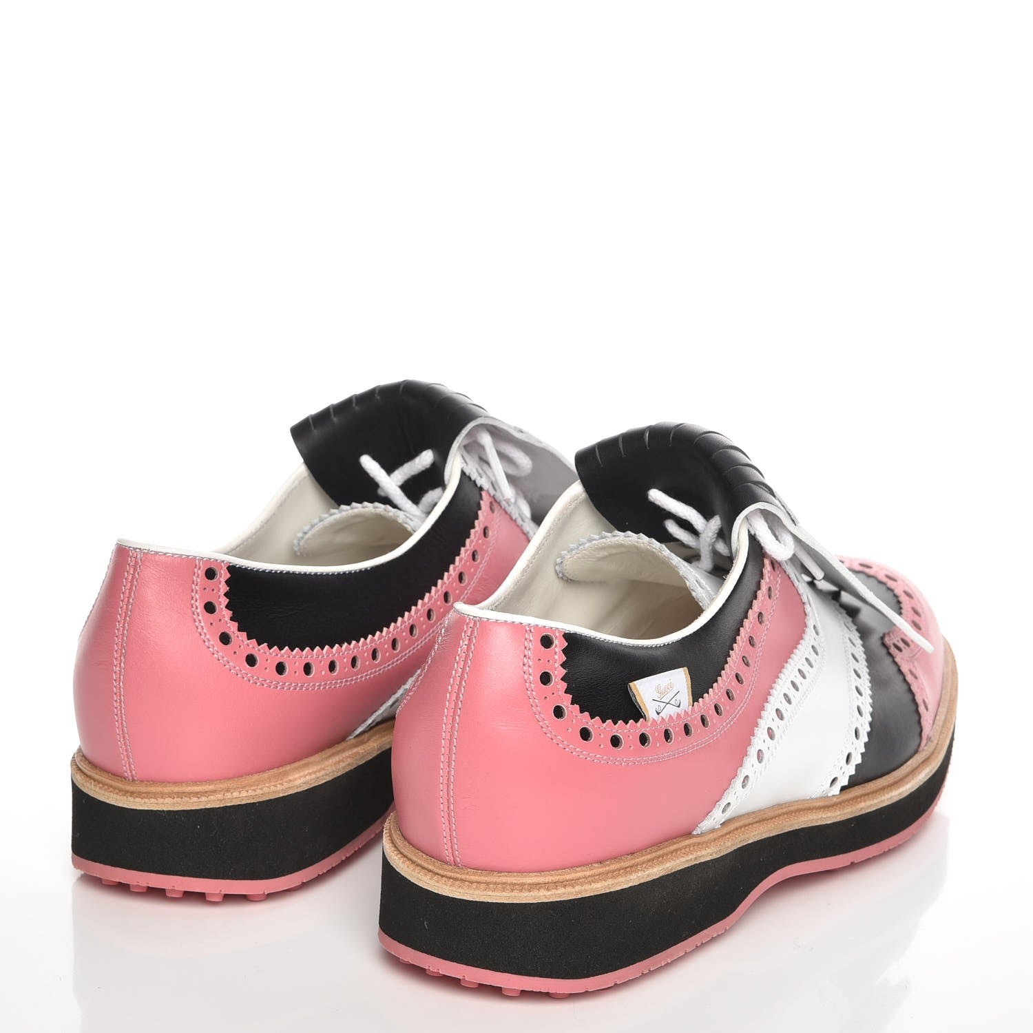 Gucci Calfskin Colorblock Brogue Fringe Golf Oxfords 41 Blush 4 of 10