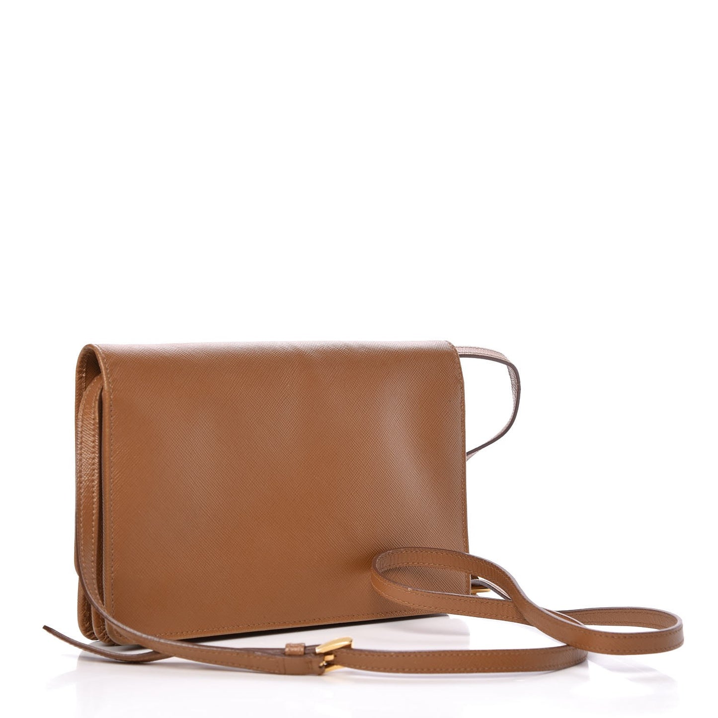 Saffiano Metal Flap Wallet Caramel