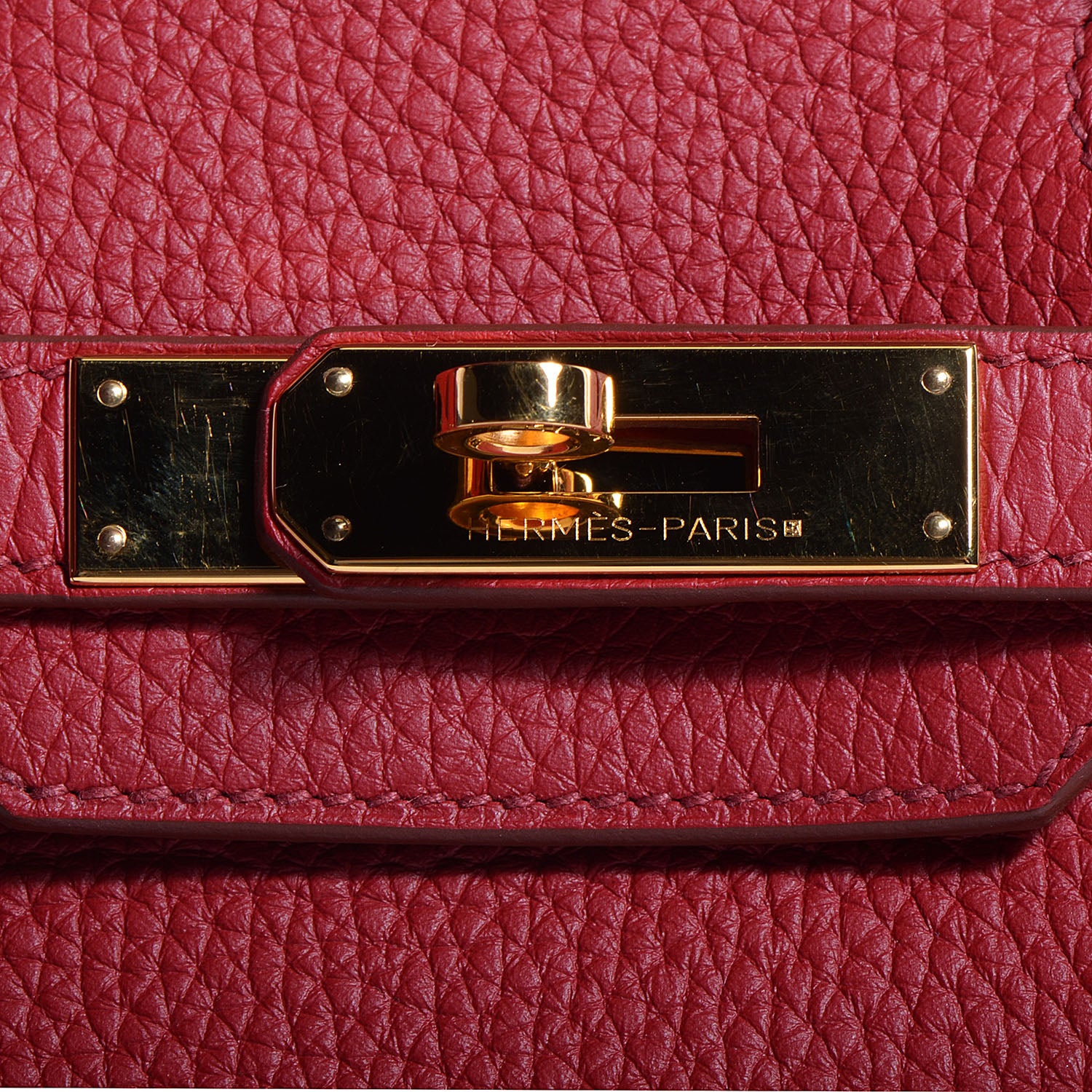 Hermes Taurillon Clemence Horseshoe Bi-Color Birkin 30 Rouge Garance and Orange 13 of 23